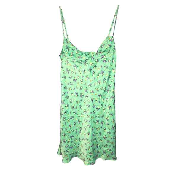 Zara Satin Effect Mint Green Floral Printed Dress Size Small - Picture 1 of 3